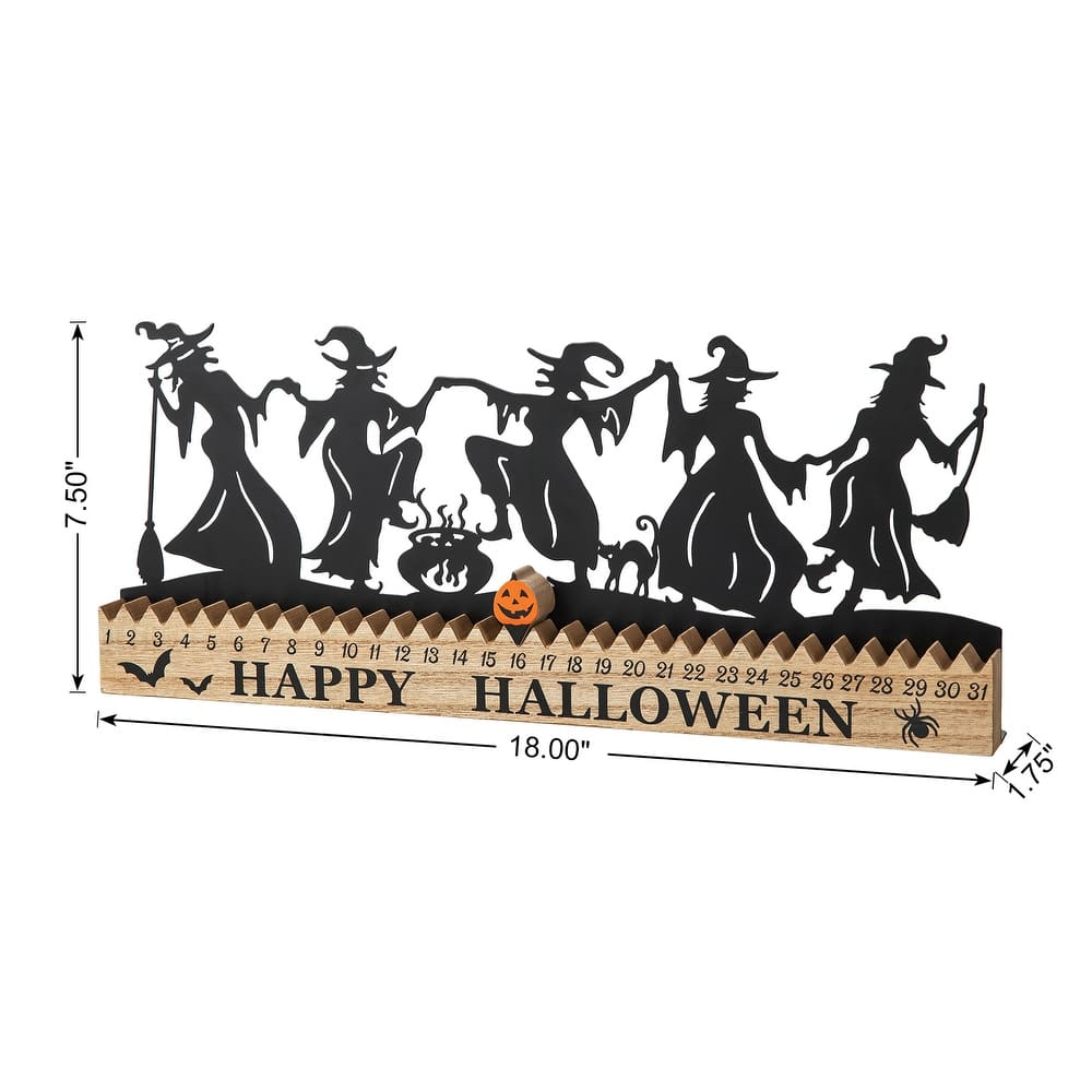 š„HOT SALE 49% OFF - Glitzhome Happy Halloween Wooden Metal Dancing Witch & Ghost Countdown Calendar Table Decor - Dancing Witch