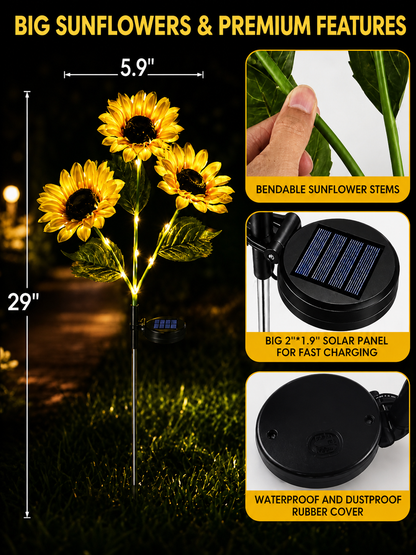 🌻 65K+ SOLD! 2026 UPGRADED Solar Sunflowers – Hyper-Realistic Petals, Stunning Shadow Projections & Dusk-to-Dawn Garden Mag