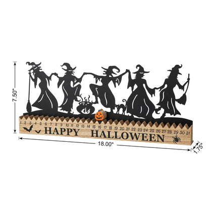 🔥HOT SALE 49% OFF - Glitzhome Happy Halloween Wooden Metal Dancing Witch & Ghost Countdown Calendar Table Decor - Dancing Witch